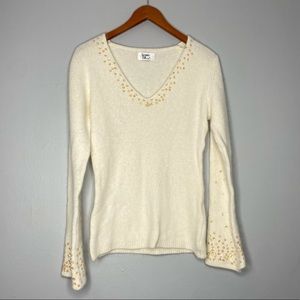 Vintage 80s Bonnie and Bill by Holly Cream Sequin Sweater
